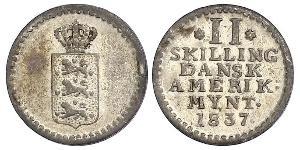 2 Skilling Dänemark Silber Friedrich VI., König von Dänemark (1768 -1839)