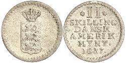 2 Skilling Данія Срібло Фредерик VI, король Данії (1768 -1839)