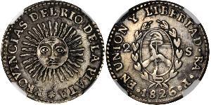 2 Sol Provinces-Unies du Río de la Plata (1810 -1831) Argent 