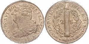 2 Sol Reino de Francia (843-1791) Bronce Luis XVI de Francia (1754 - 1793)