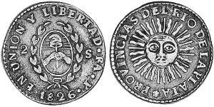 2 Sol Vereinigte Provinzen des Río de la Plata (1810 -1831) Silber 