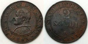 2 Soldo Vatican (1926-) Cobre Pío IX (1792- 1878)