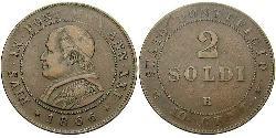2 Soldo 梵蒂冈 銅 Pope Pius IX (1792- 1878)
