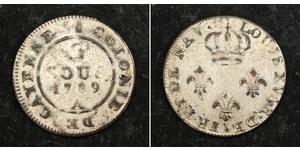 2 Sou Guyane Cuivre Louis XVI de France (1754 - 1793)