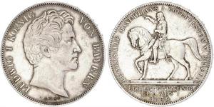 2 Thaler Royaume de Bavière (1806 - 1918) Argent Louis Ier de Bavière(1786 – 1868)