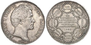 2 Thaler Royaume de Bavière (1806 - 1918) Argent Louis Ier de Bavière(1786 – 1868)