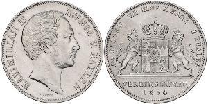 2 Thaler Royaume de Bavière (1806 - 1918) Argent Maximilien II de Bavière(1811 - 1864)