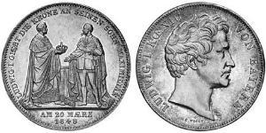 2 Thaler Royaume de Bavière (1806 - 1918) Argent Louis Ier de Bavière(1786 – 1868)