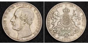 2 Thaler Royaume de Hanovre (1814 - 1866) Argent Georges V de Hanovre (1819 - 1878)