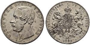 2 Thaler Royaume de Hanovre (1814 - 1866) Argent Georges V de Hanovre (1819 - 1878)
