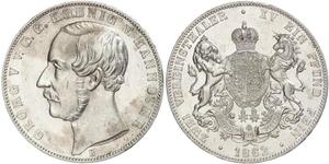 2 Thaler Royaume de Hanovre (1814 - 1866) Argent Georges V de Hanovre (1819 - 1878)