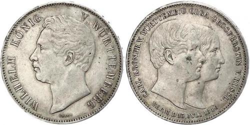 2 Thaler Royaume de Wurtemberg (1806-1918) Argent Guillaume Ier de Wurtemberg
