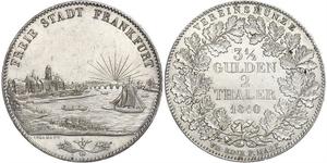2 Thaler Ville libre de Francfort Argent 