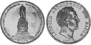 2 Thaler Grand Duchy of Baden (1806-1918) Argento Leopoldo di Baden(1790 – 1852)