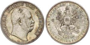 2 Thaler Regno di Prussia (1701-1918) Argento Wilhelm I, German Emperor (1797-1888)