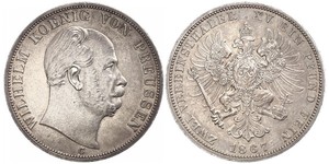 2 Thaler Regno di Prussia (1701-1918) Argento Wilhelm I, German Emperor (1797-1888)