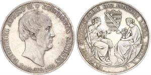 2 Thaler Regno di Sassonia (1806 - 1918) Argento Federico Augusto II di Sassonia