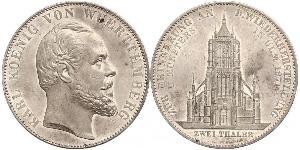 2 Thaler Regno di Württemberg (1806-1918) Argento Carlo di Württemberg