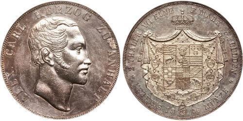 2 Thaler Anhalt-Bernburg (1603 - 1863) Plata Alexander Karl, Duke of Anhalt-Bernburg (1805 – 1863)