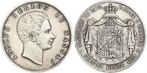 2 Thaler Ducado de Nassau (1806 - 1866) Plata Adolfo de Luxemburgo