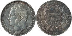 2 Thaler Hesse-Darmstadt (1806 - 1918) Plata Luis II de Hesse-Darmstadt