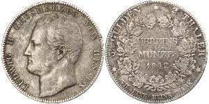 2 Thaler Hesse-Darmstadt (1806 - 1918) Plata Luis II de Hesse-Darmstadt