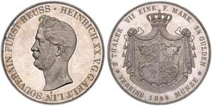 2 Thaler Principado de Reuss (línea mayor) (1778 - 1918) Plata Enrique XX de Reuss-Greiz