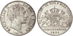 2 Thaler Reino de Baviera (1806 - 1918) Plata Maximiliano II de Baviera(1811 - 1864)