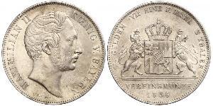 2 Thaler Reino de Baviera (1806 - 1918) Plata Maximiliano II de Baviera(1811 - 1864)