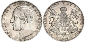 2 Thaler Reino de Hannover (1814 - 1866) Plata Jorge V de Hannover (1819 - 1878)