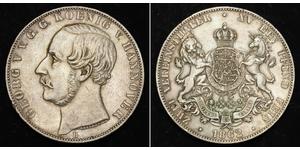 2 Thaler Reino de Hannover (1814 - 1866) Plata Jorge V de Hannover (1819 - 1878)