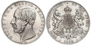 2 Thaler Reino de Hannover (1814 - 1866) Plata Jorge V de Hannover (1819 - 1878)