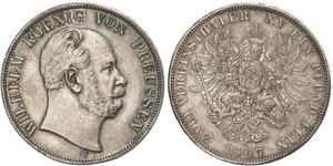 2 Thaler Reino de Prusia (1701-1918) Plata Wilhelm I, German Emperor (1797-1888)