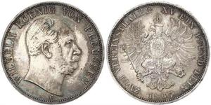 2 Thaler Reino de Prusia (1701-1918) Plata Wilhelm I, German Emperor (1797-1888)