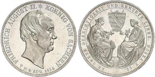 2 Thaler Reino de Sajonia (1806 - 1918) Plata Federico Augusto II de Sajonia
