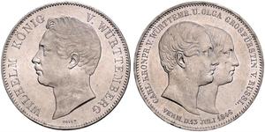 2 Thaler Reino de Wurtemberg (1806-1918) Plata Guillermo I de Wurtemberg