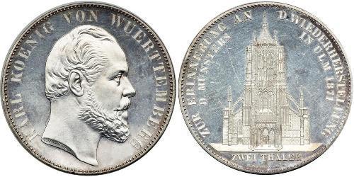 2 Thaler Reino de Wurtemberg (1806-1918) Plata Carlos I de Wurtemberg
