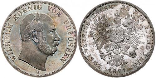 2 Thaler Königreich Preußen (1701-1918) Silber Wilhelm I, German Emperor (1797-1888)