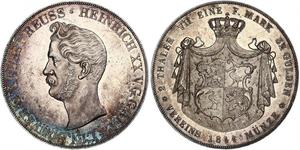 2 Thaler Reuß älterer Linie (1778 - 1918) Silber Heinrich XX. (Reuß-Greiz)