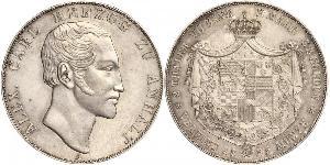 2 Thaler Anhalt-Bernburg (1603 - 1863) Silver Alexander Karl, Duke of Anhalt-Bernburg (1805 – 1863)