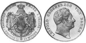 2 Thaler Grand Duchy of Baden (1806-1918) Silver Leopold, Grand Duke of Baden (1790 – 1852)