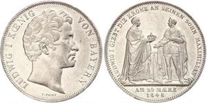 2 Thaler Kingdom of Bavaria (1806 - 1918) Silver Ludwig I of Bavaria (1786 – 1868)
