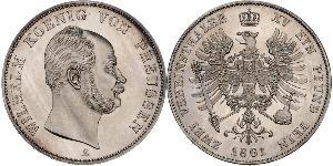2 Thaler Kingdom of Prussia (1701-1918) Silver Wilhelm I, German Emperor (1797-1888)