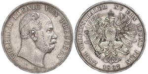 2 Thaler Kingdom of Prussia (1701-1918) Silver Wilhelm I, German Emperor (1797-1888)