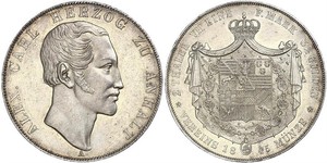 2 Thaler Anhalt-Bernburg (1603 - 1863) 銀 Alexander Karl, Duke of Anhalt-Bernburg (1805 – 1863)