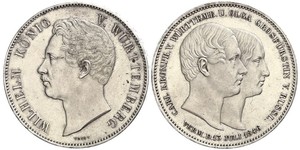 2 Thaler Kingdom of Württemberg (1806-1918) 銀 威廉一世 (符腾堡)