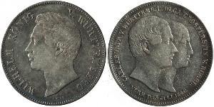 2 Thaler Kingdom of Württemberg (1806-1918) 銀 威廉一世 (符腾堡)