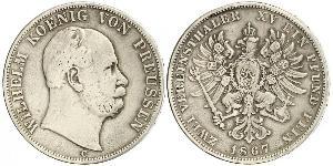 2 Thaler 普魯士王國 (1701 - 1918) 銀 威廉一世 (德国)