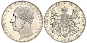2 Thaler 汉诺威王国 (1814 - 1866) 銀 格奥尔格五世 (汉诺威) (1819 - 1878)