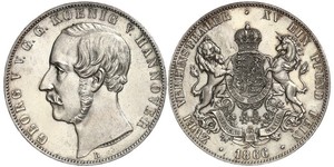 2 Thaler 汉诺威王国 (1814 - 1866) 銀 格奥尔格五世 (汉诺威) (1819 - 1878)
